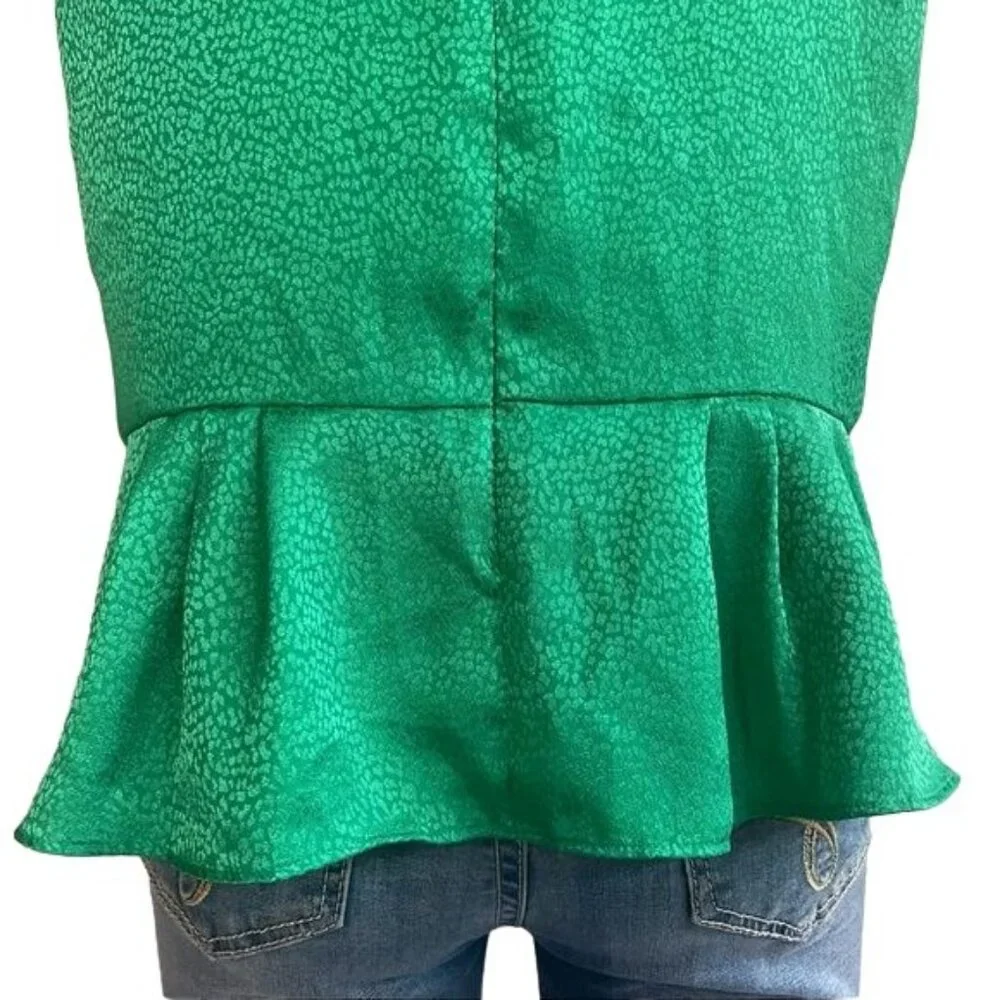 Liz Claiborne Iridescent Emerald Green Ruffled  Blouse Tank Top Size L - Picture 11 of 11